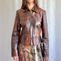 Genuine Leather Zip Jacket - Size M