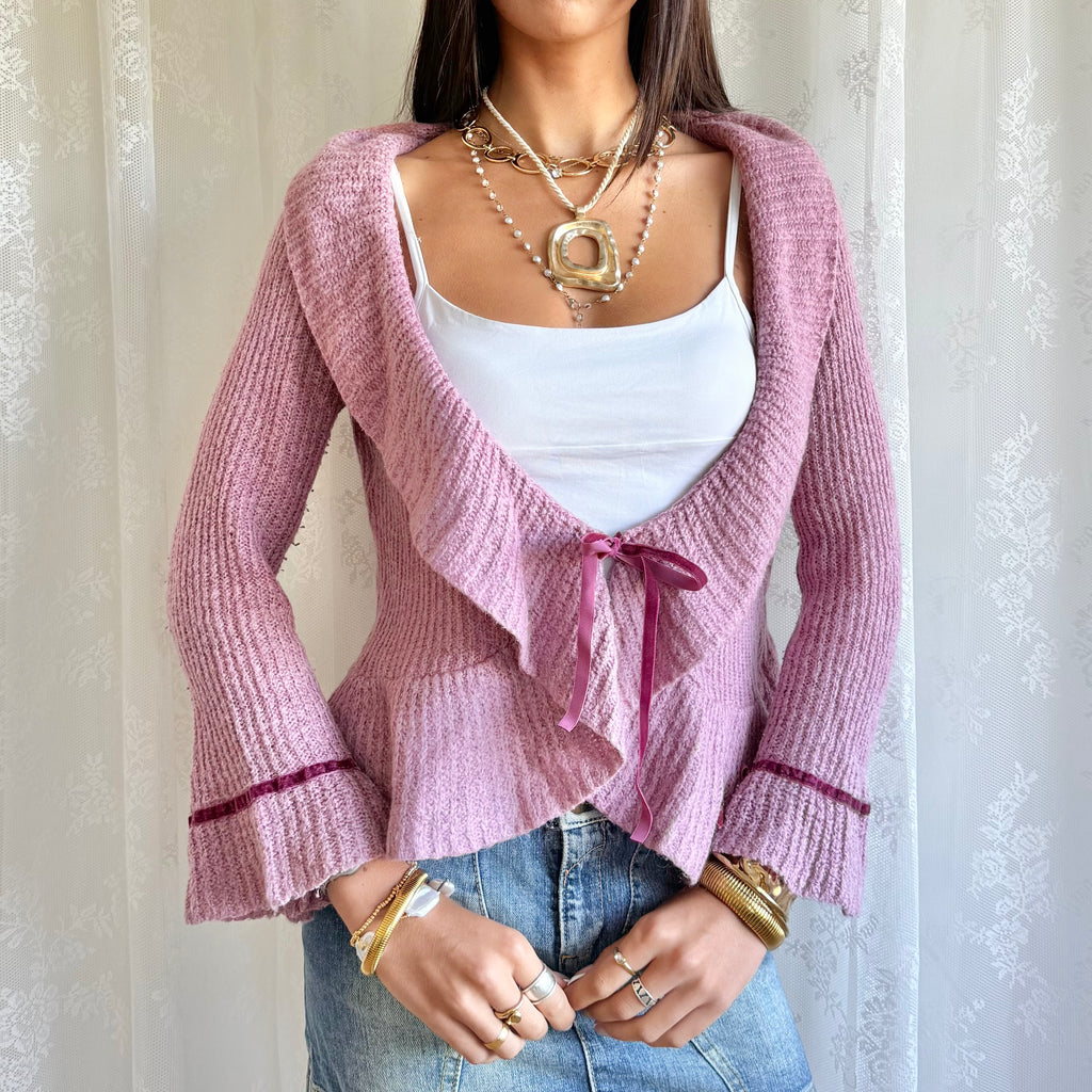 Knit Tie Cardigan - Size L