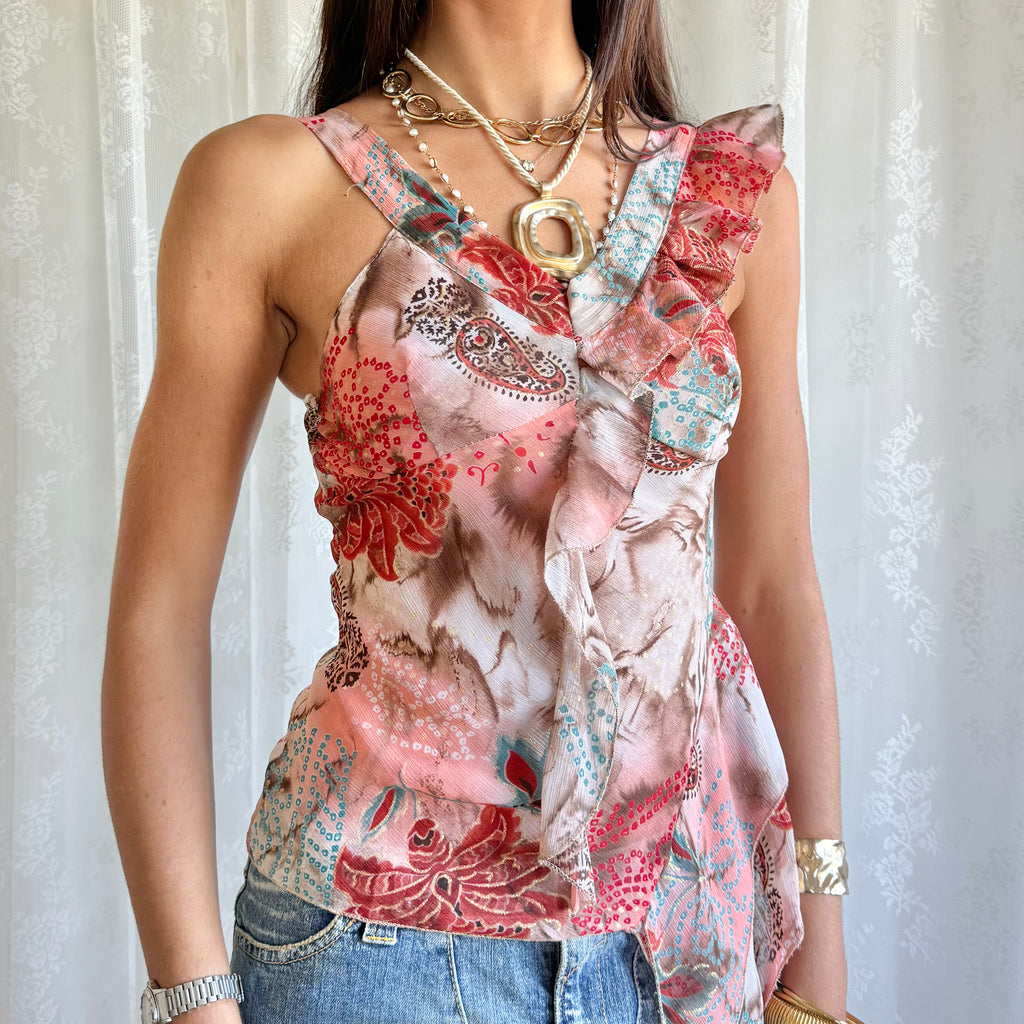 Patterned Asymmetric Cami - Size XS