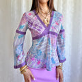 Flared Sleeve Sheer Top - Size M
