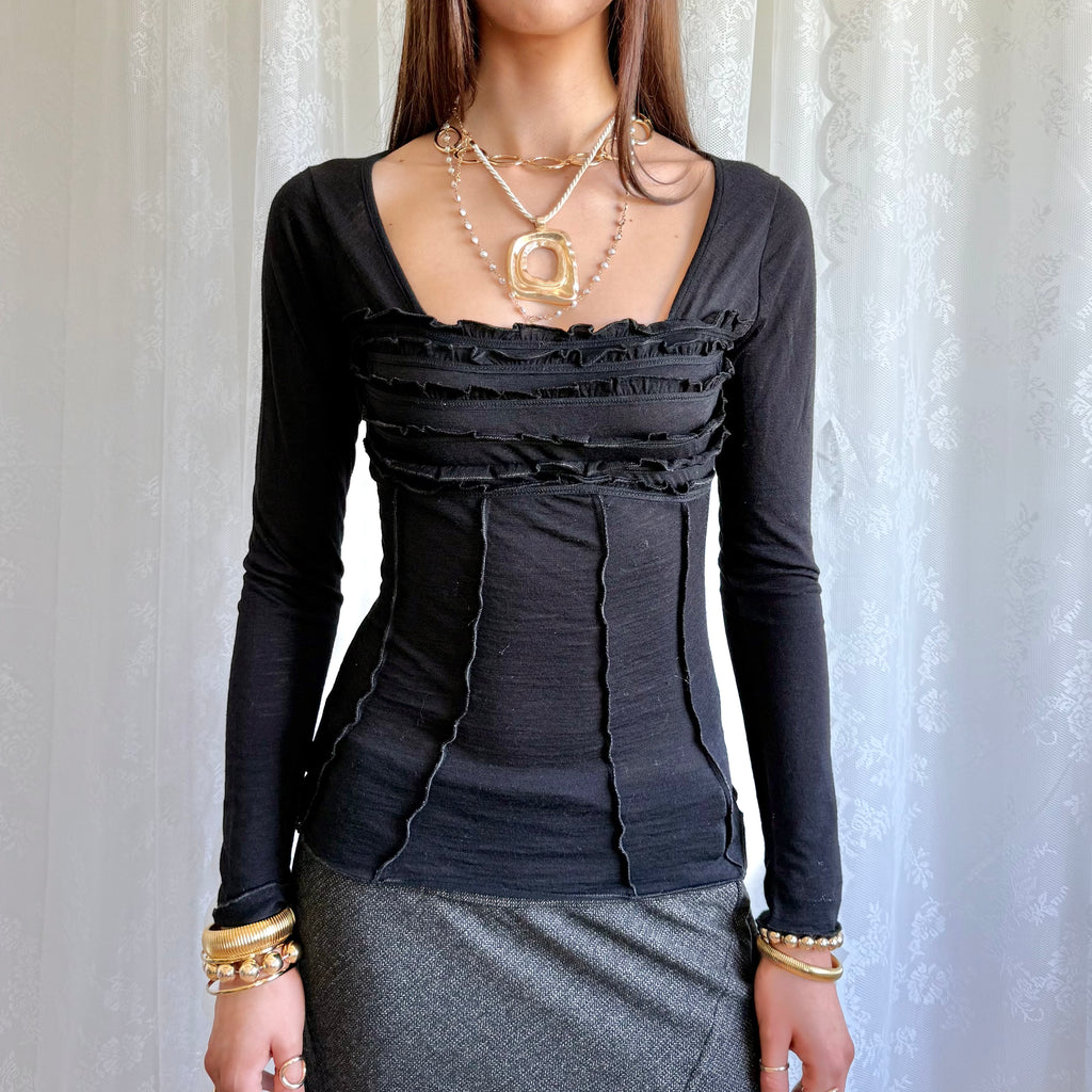 Wool Long Sleeve Top - Size S