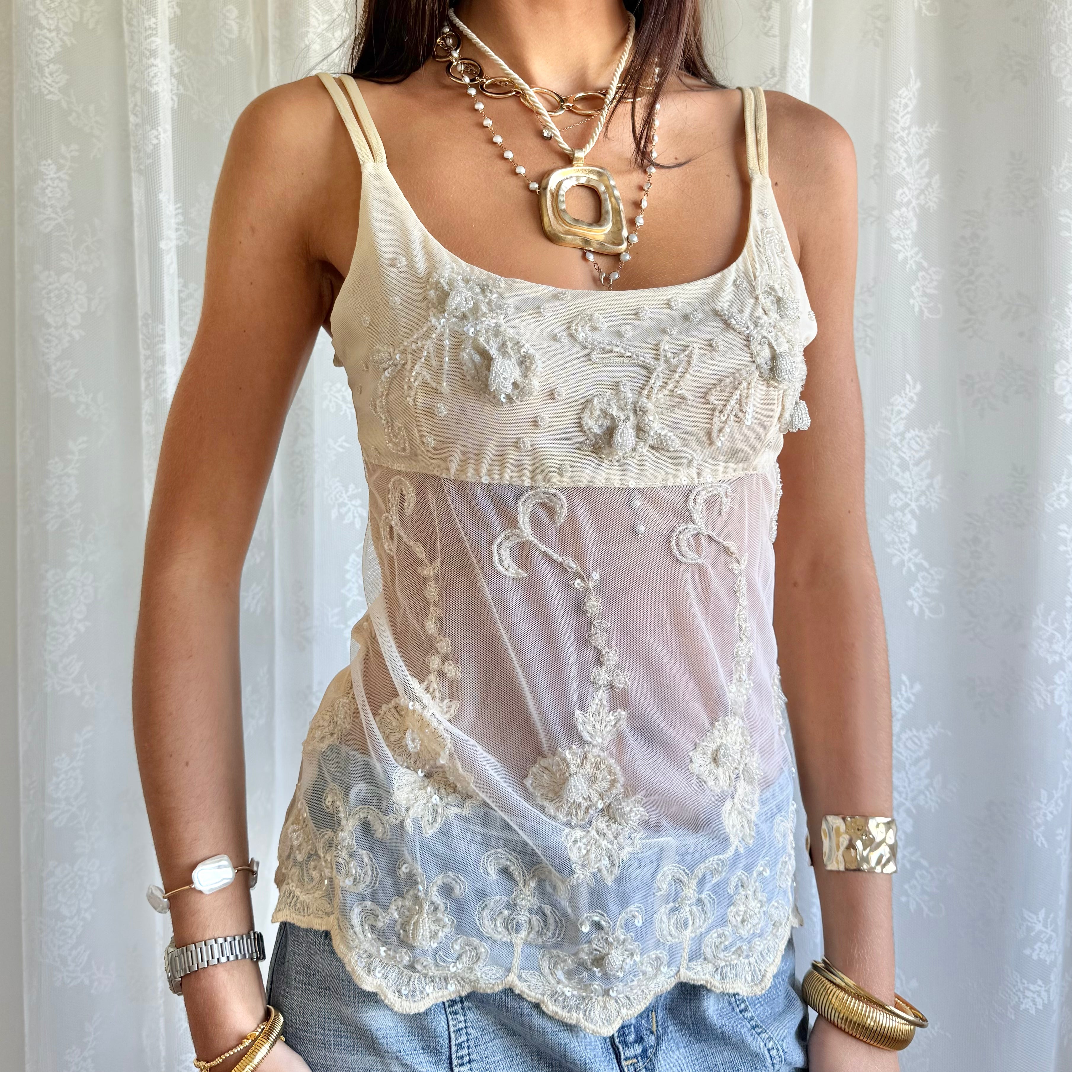Sequin Beaded Cami - Size M