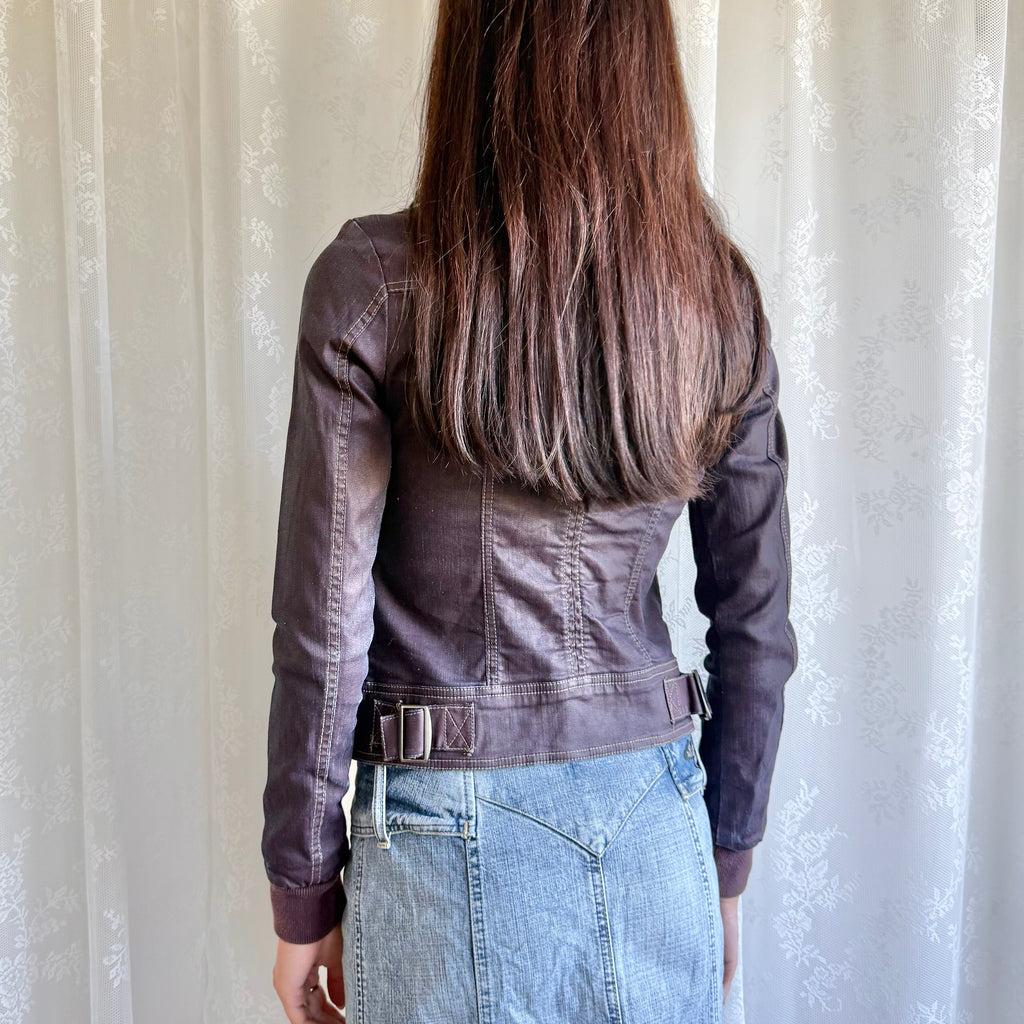Waxed Denim Zip Jacket - Size XS