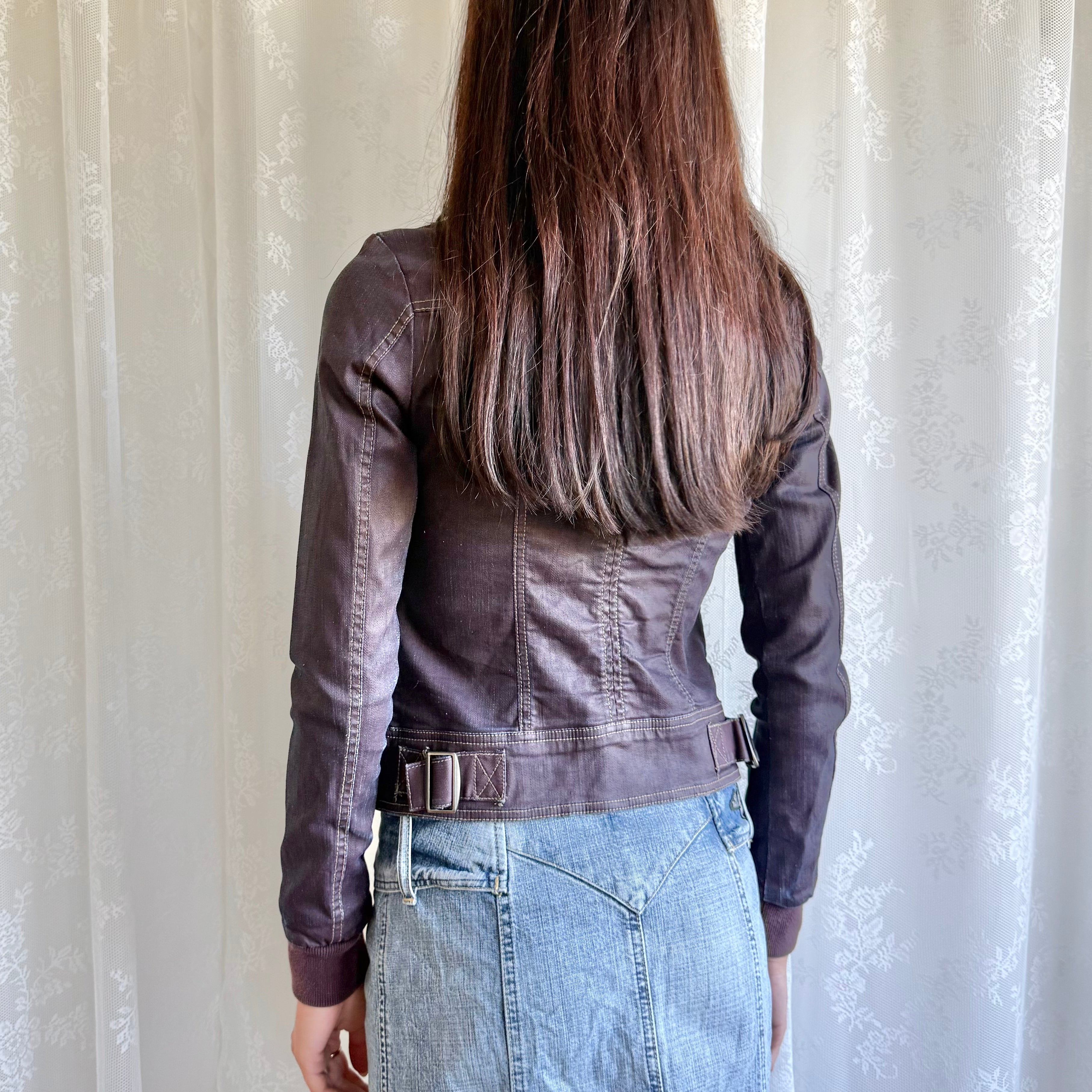Waxed Denim Zip Jacket - Size XS