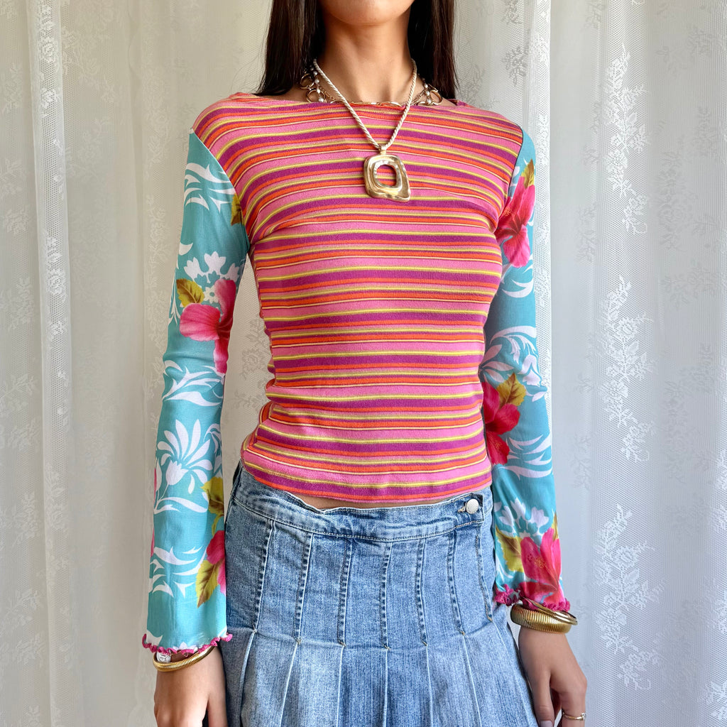 Flared Sleeve Long Sleeve Top - Size S