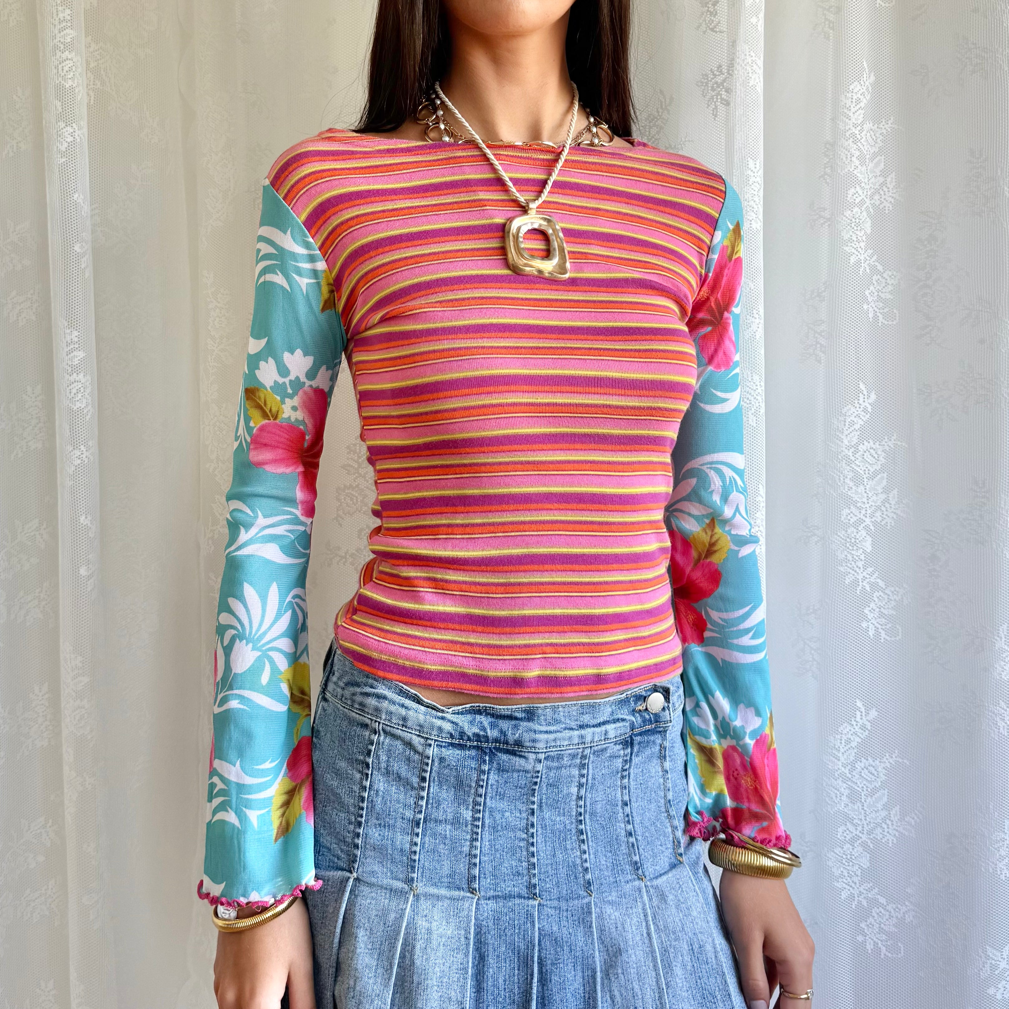 Flared Sleeve Long Sleeve Top - Size S