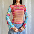 Flared Sleeve Long Sleeve Top - Size S