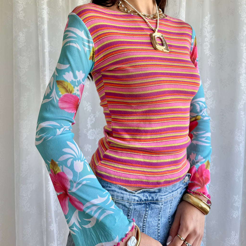 Flared Sleeve Long Sleeve Top - Size S
