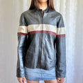 Genuine Leather Moto Zip Jacket - Size XL