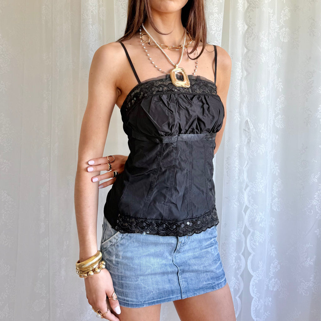 Sequin Mesh Cami - Size L