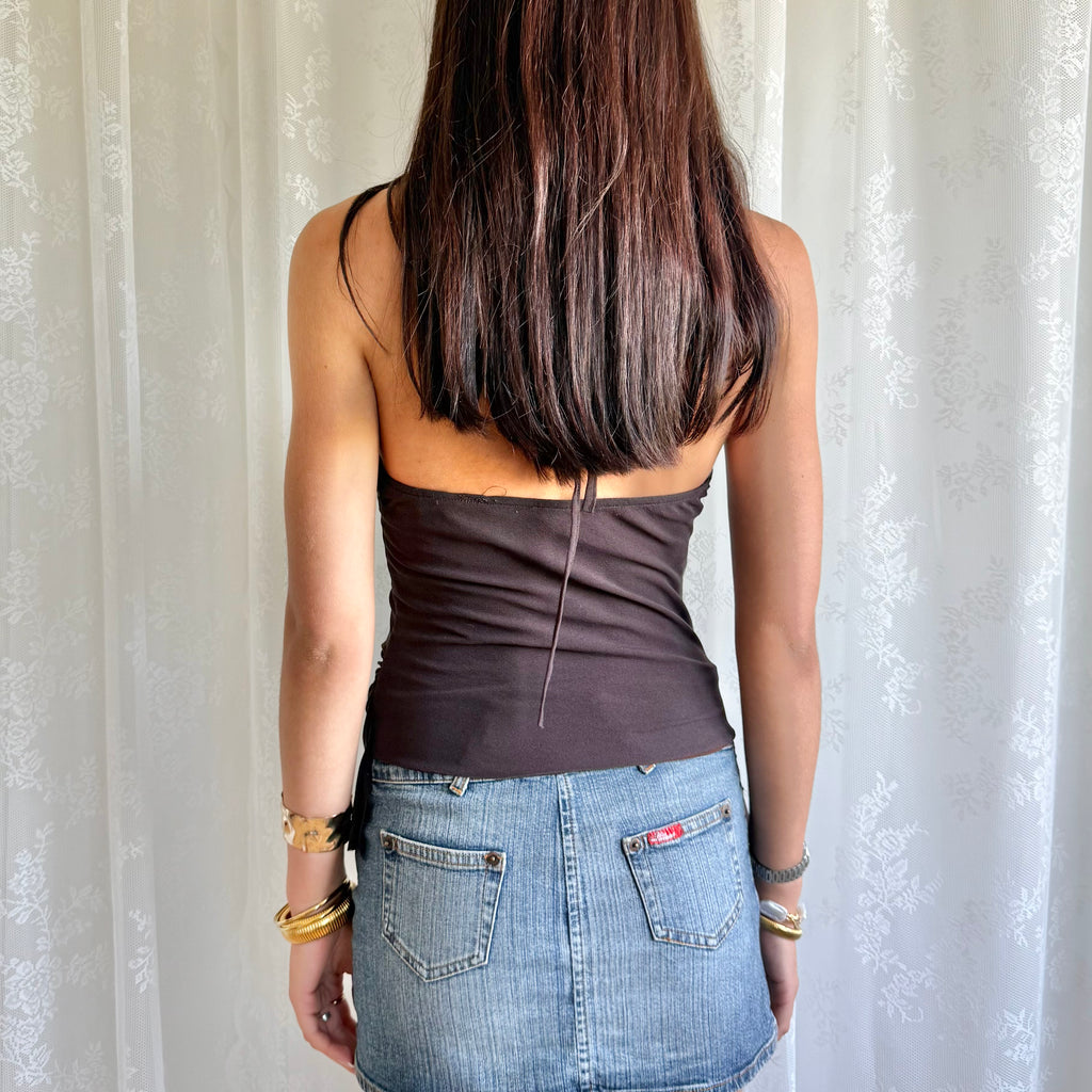 Sequin Halter Crop Top - Size L