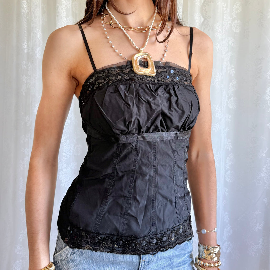 Sequin Mesh Cami - Size L