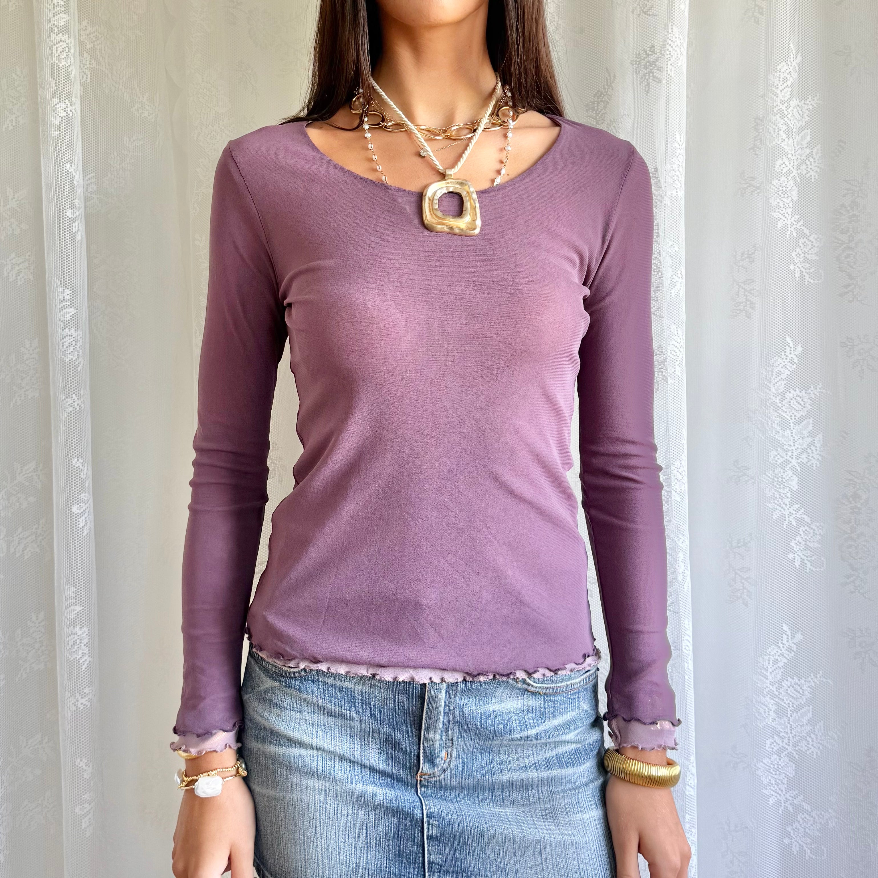 Mesh Long Sleeve Top - Size M