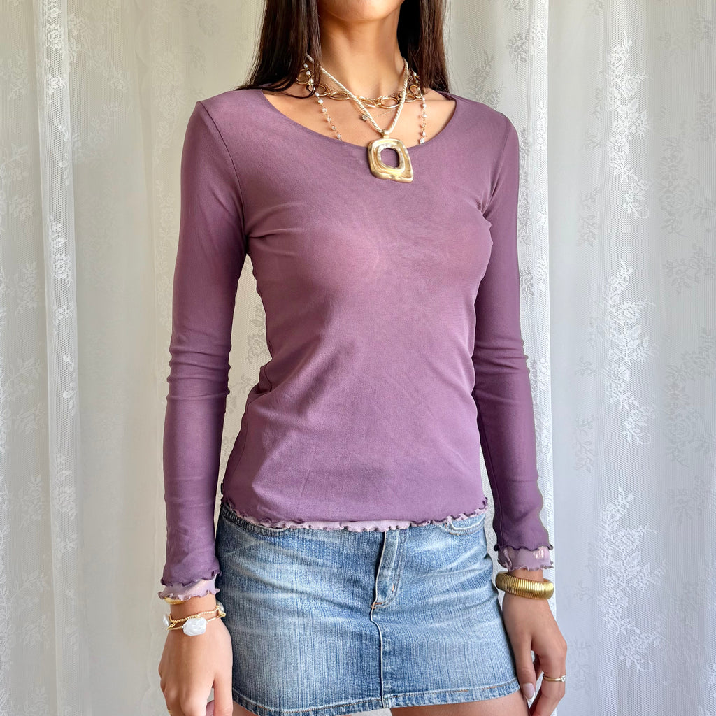 Mesh Long Sleeve Top - Size M