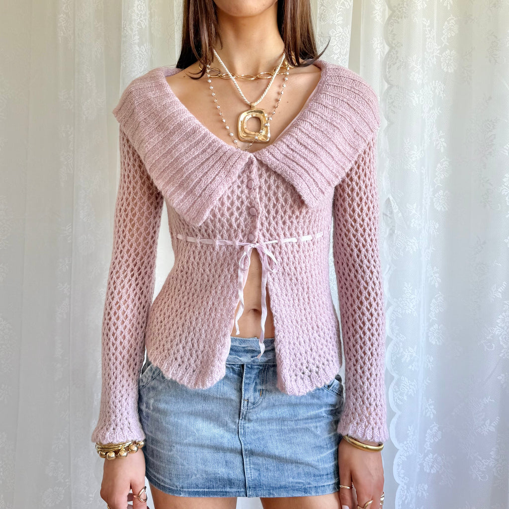 Mohair Knit Button Cardigan - Size S