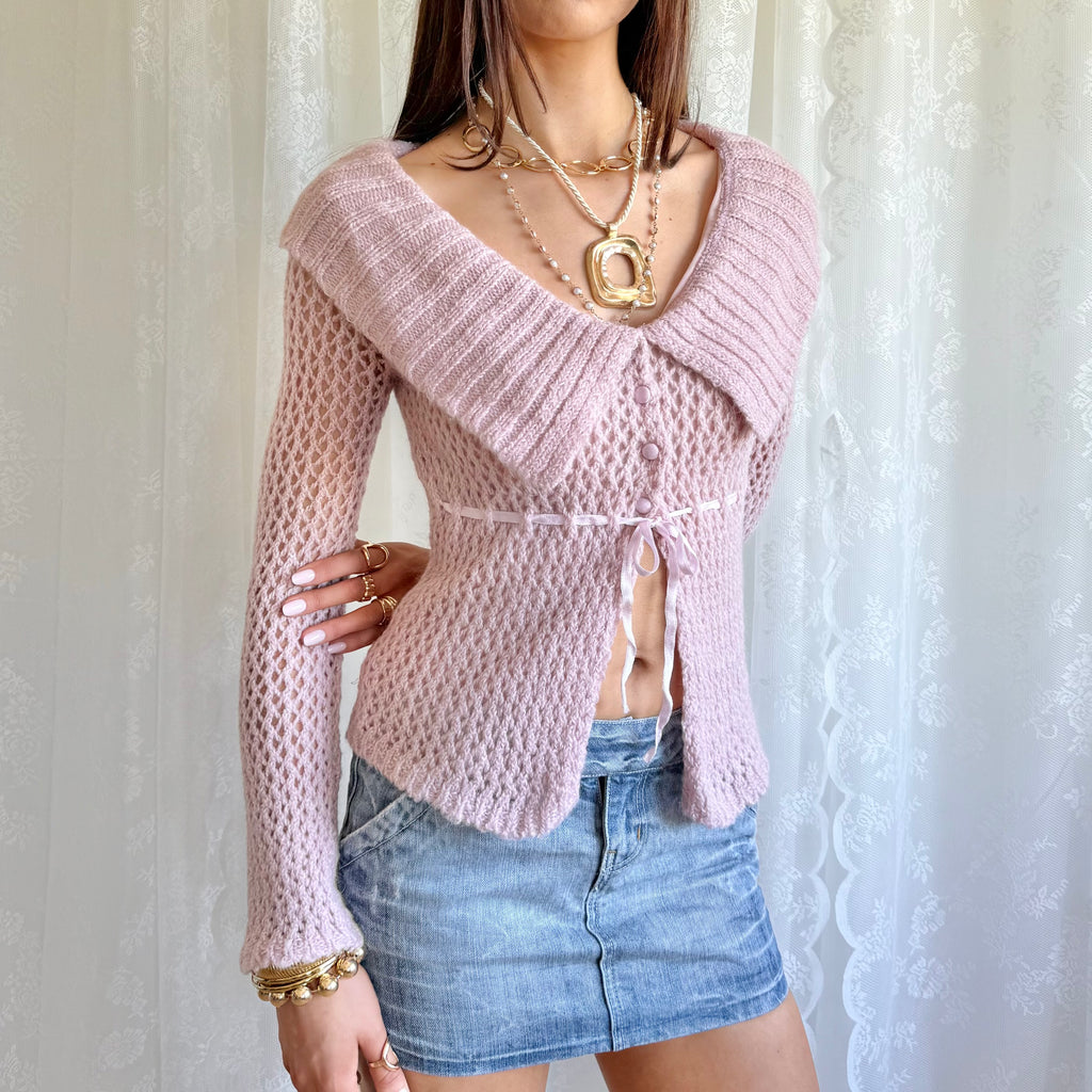 Mohair Knit Button Cardigan - Size S