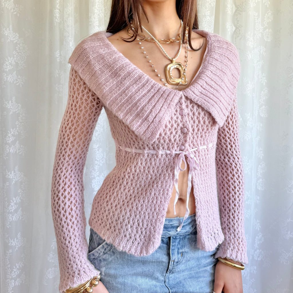 Mohair Knit Button Cardigan - Size S
