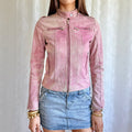 Genuine Leather Double Zip Jacket - Size S