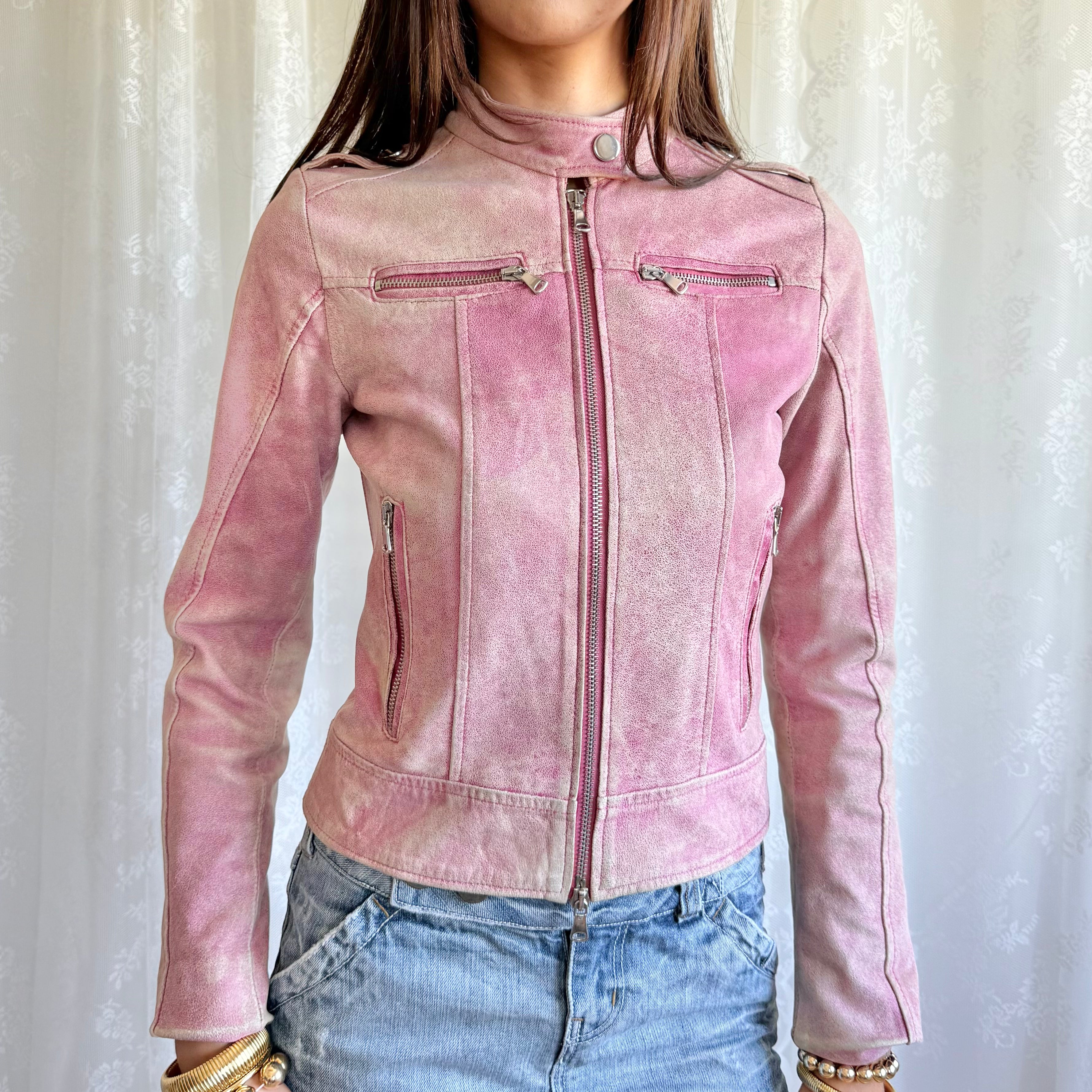 Genuine Leather Double Zip Jacket - Size S