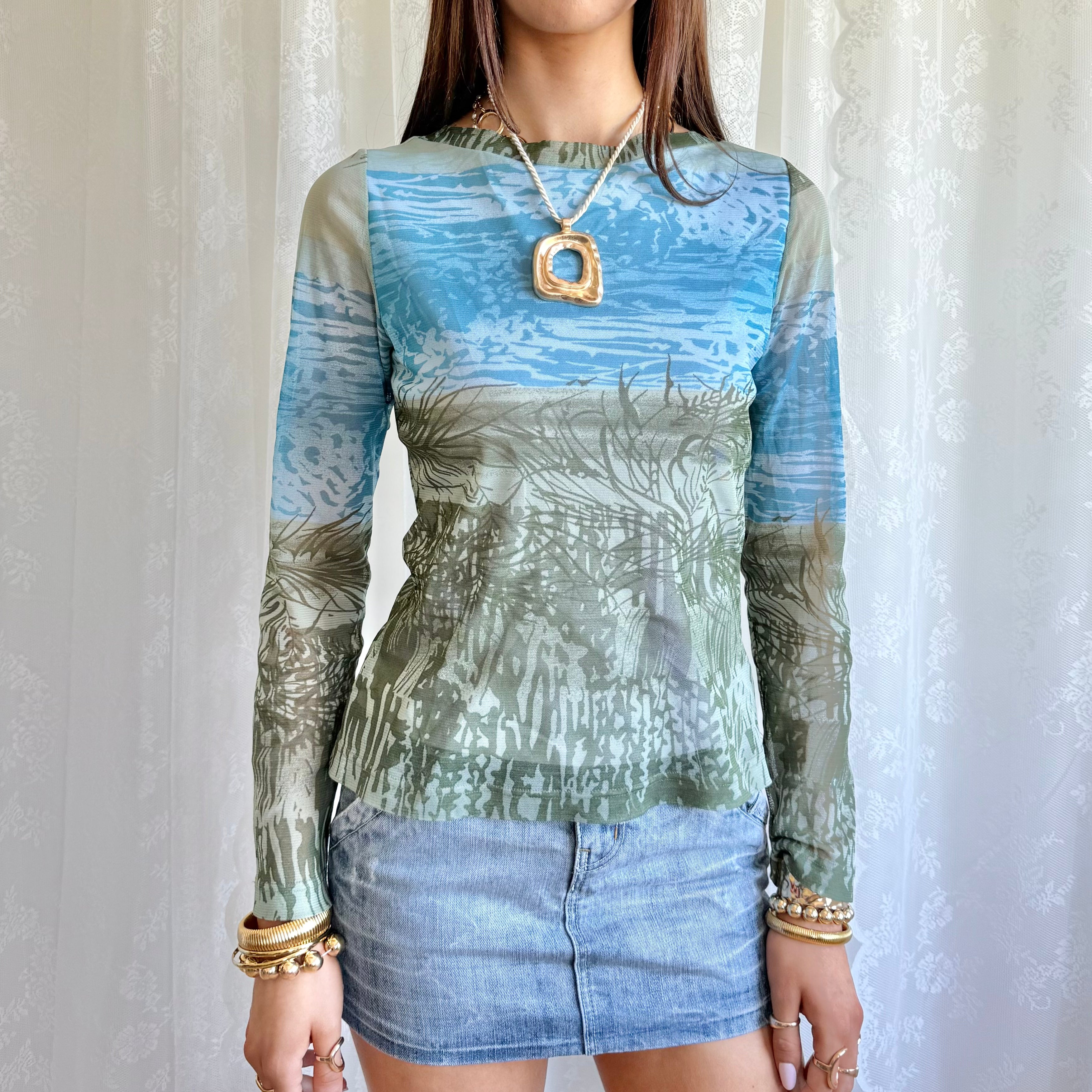 Mesh Long Sleeve Top - Size M
