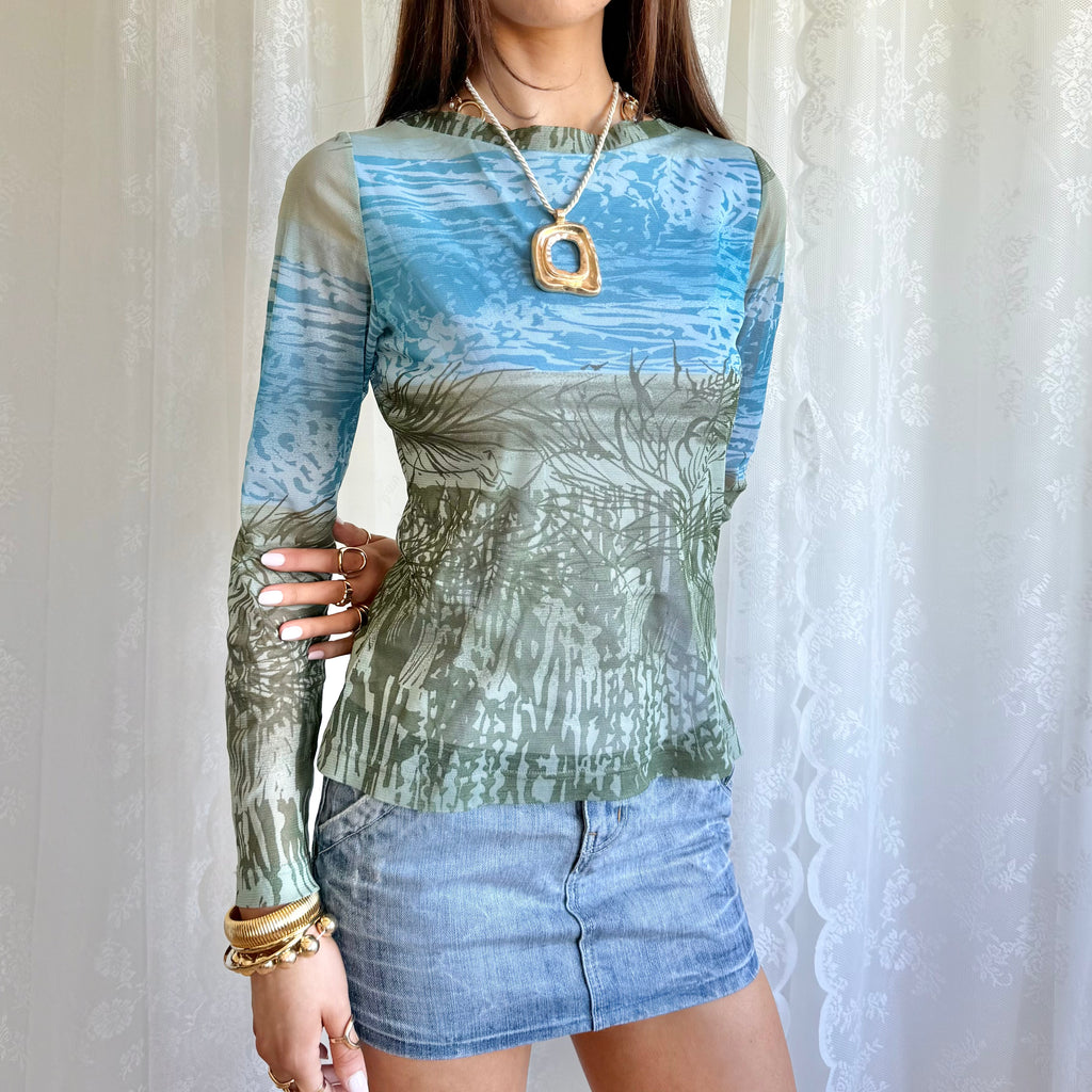 Mesh Long Sleeve Top - Size M
