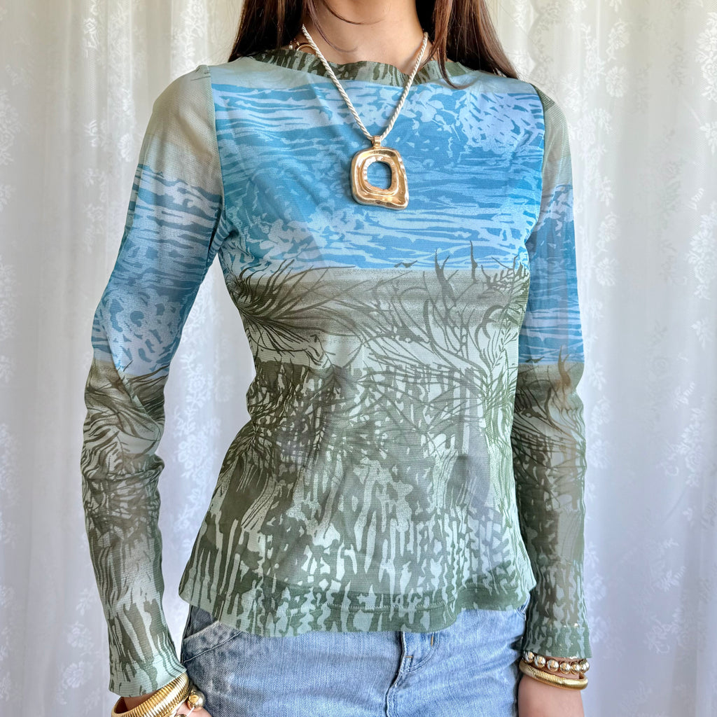 Mesh Long Sleeve Top - Size M