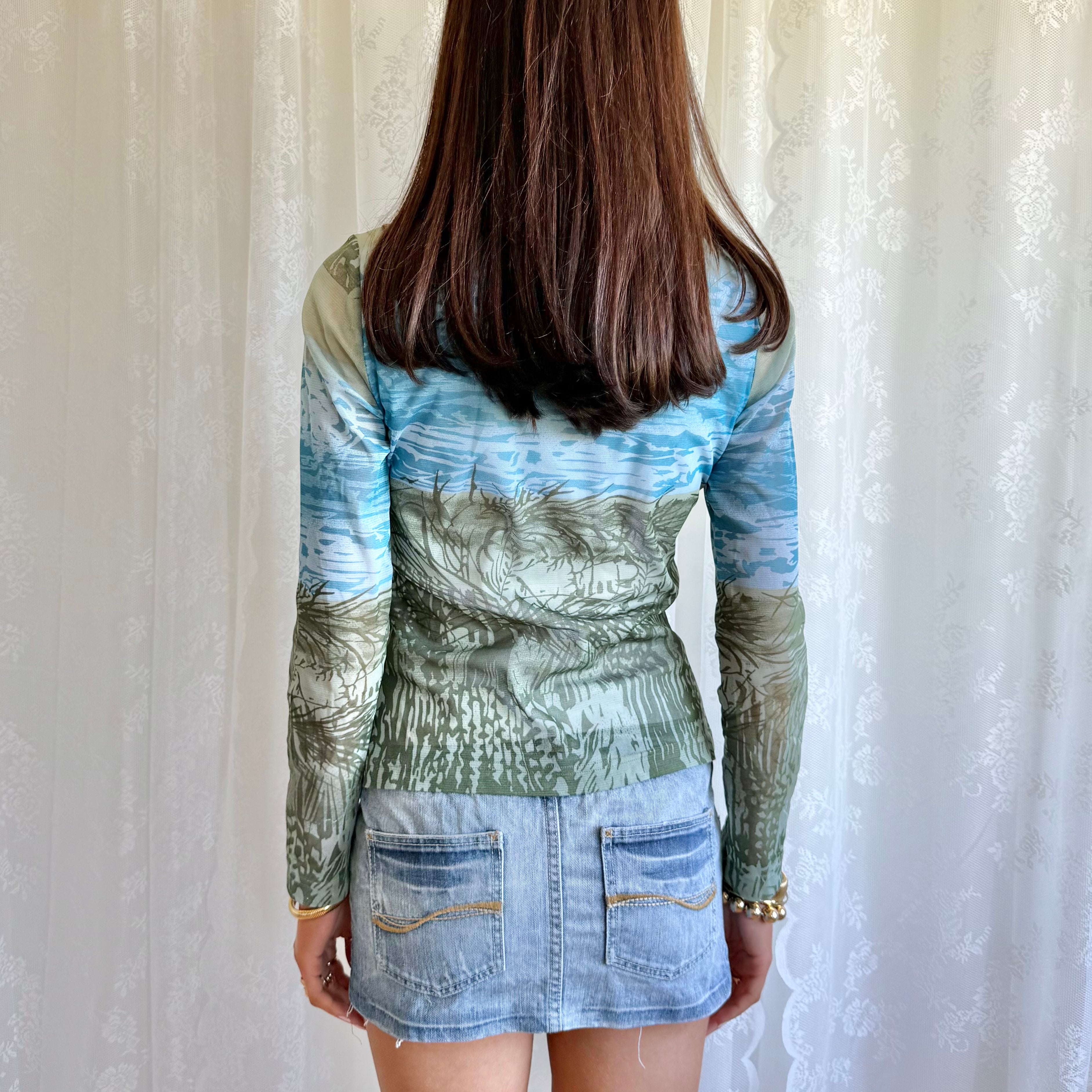 Mesh Long Sleeve Top - Size M