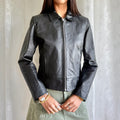 Genuine Leather Zip Jacket - Size L