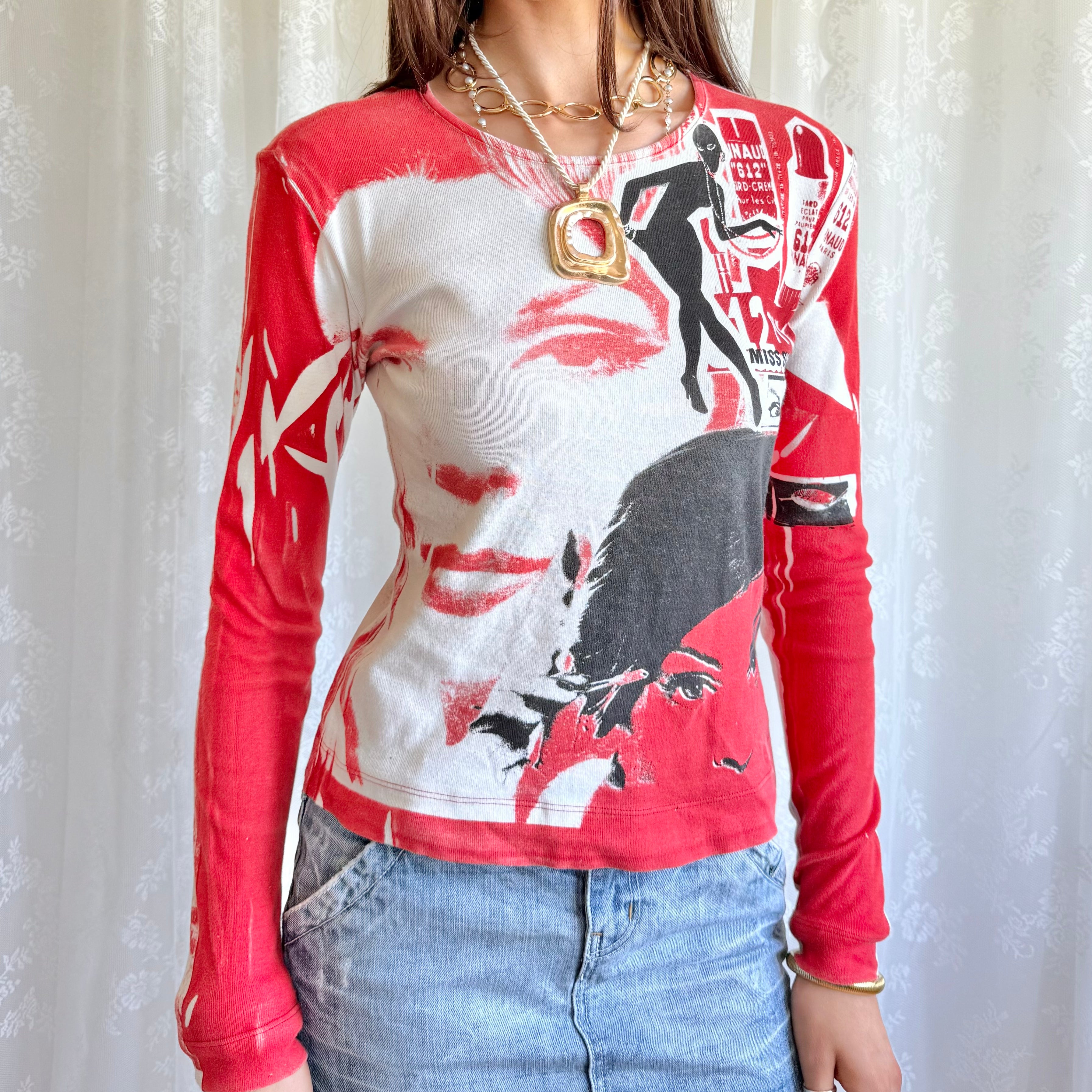 Miss Sixty Graphic Long Sleeve Top - Size L