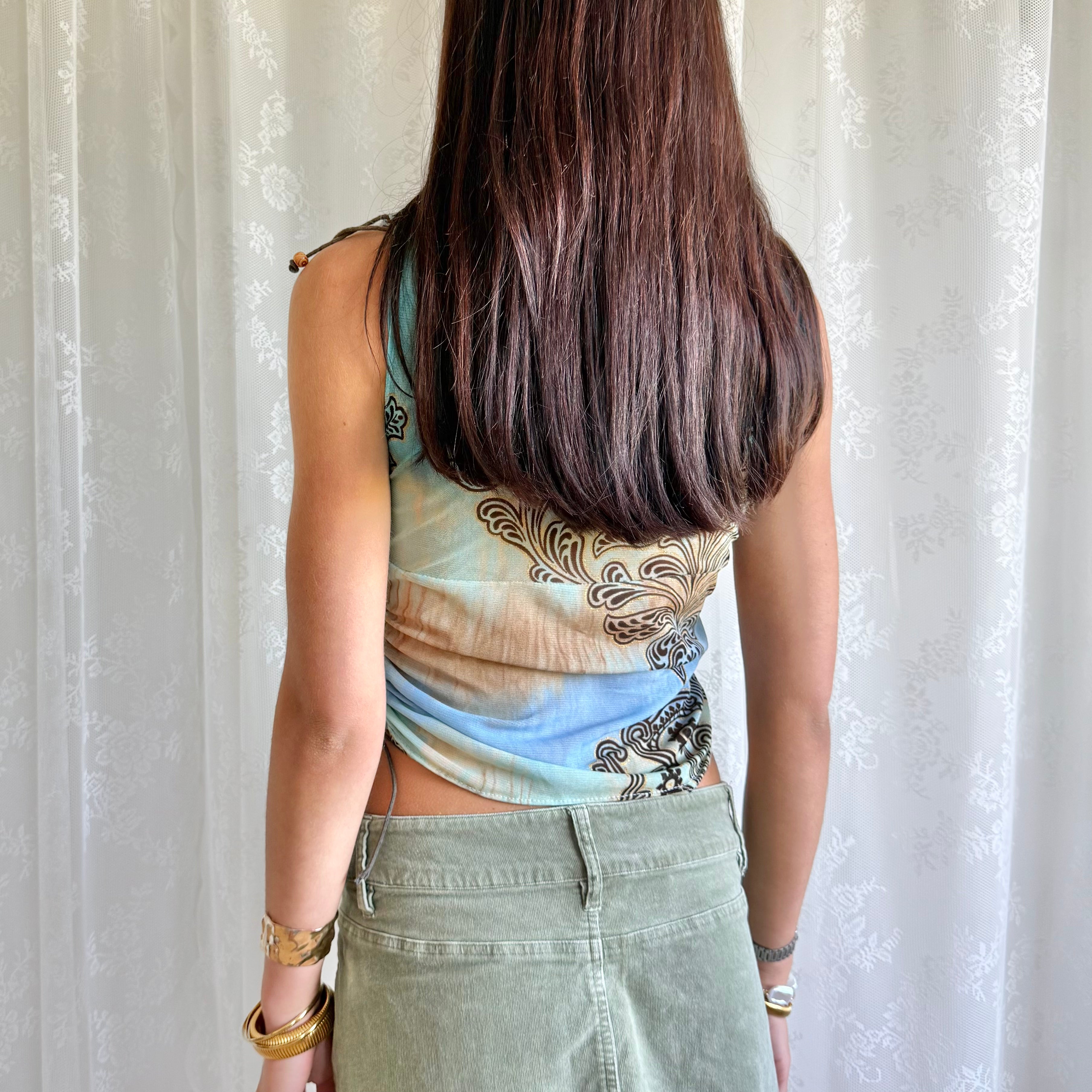 Mesh Graphic Crop Top - Size S