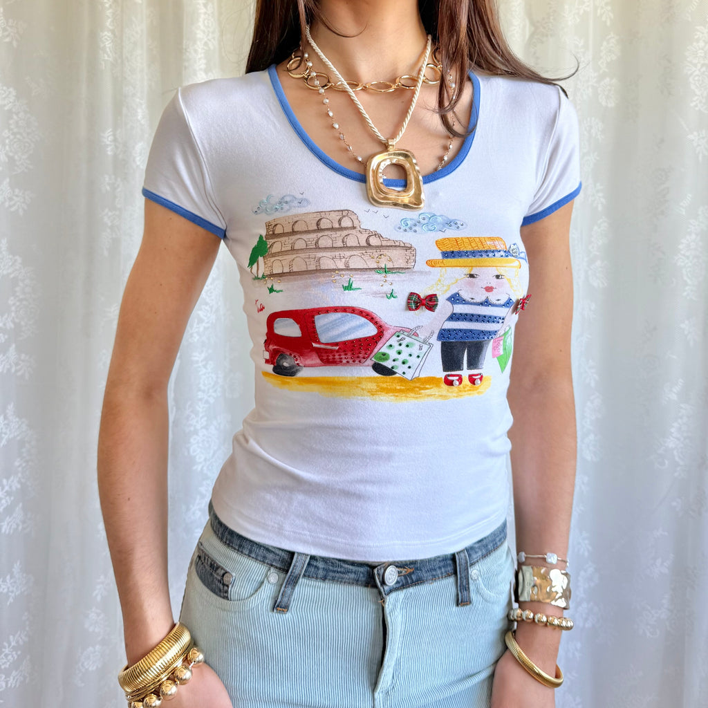 Graphic Crop Top - Size S