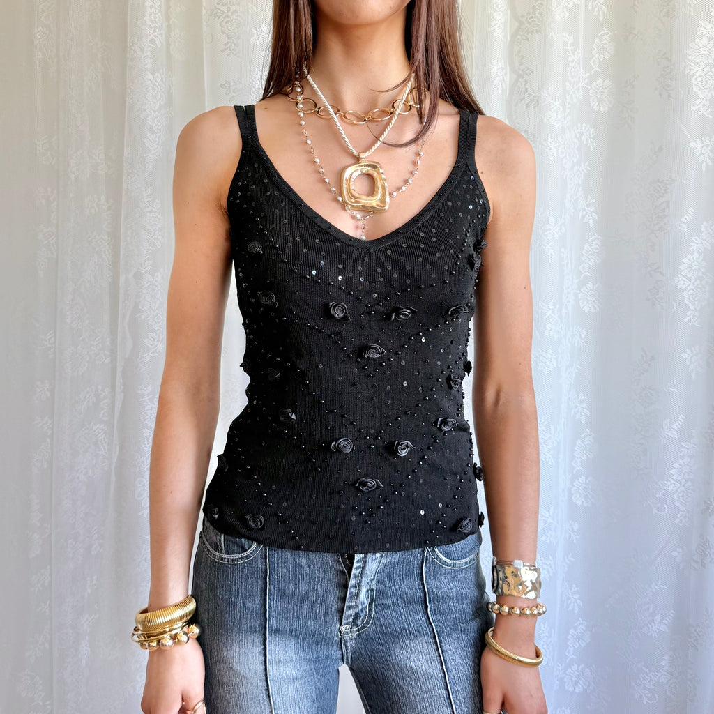 Sequin Beaded Cami - Size S