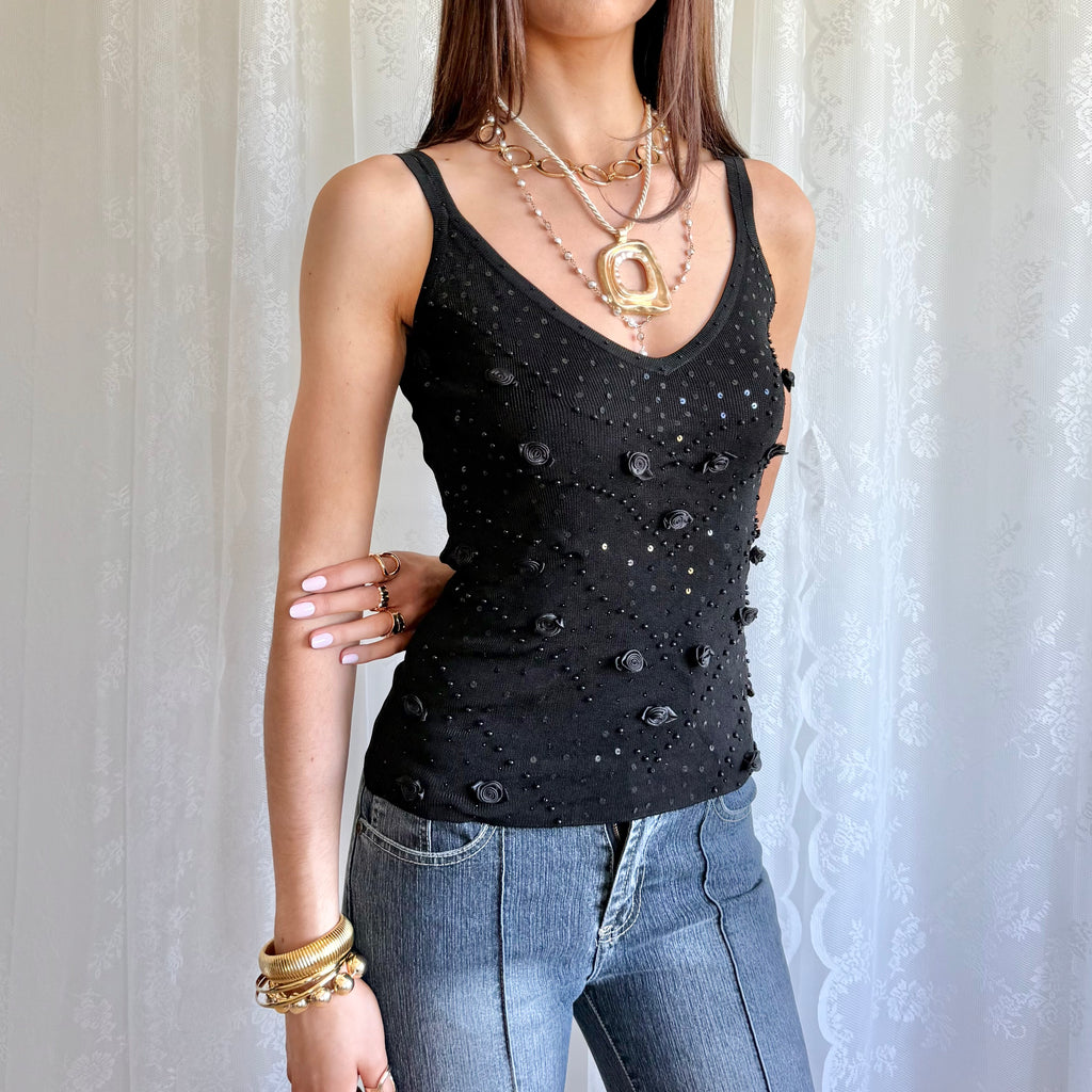Sequin Beaded Cami - Size S