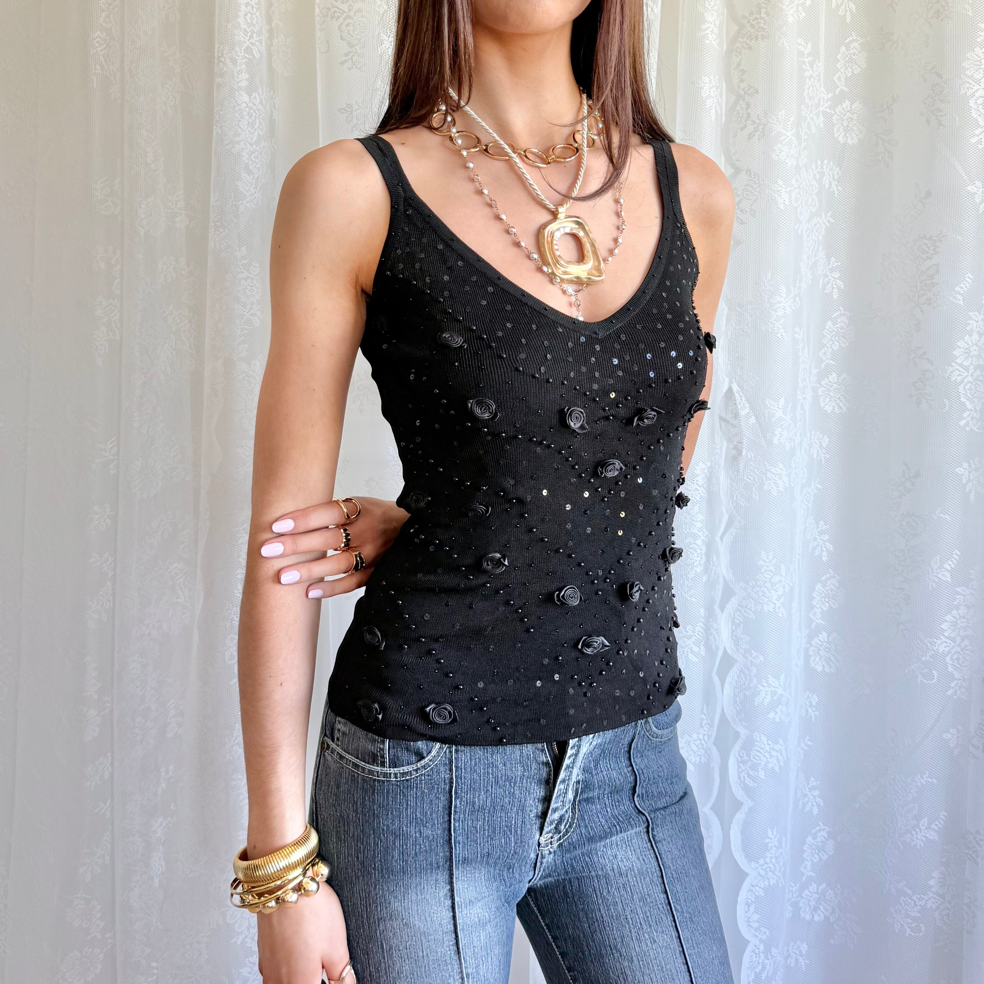 Sequin Beaded Cami - Size S