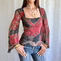 Flared Sleeve Crop Top - Size S