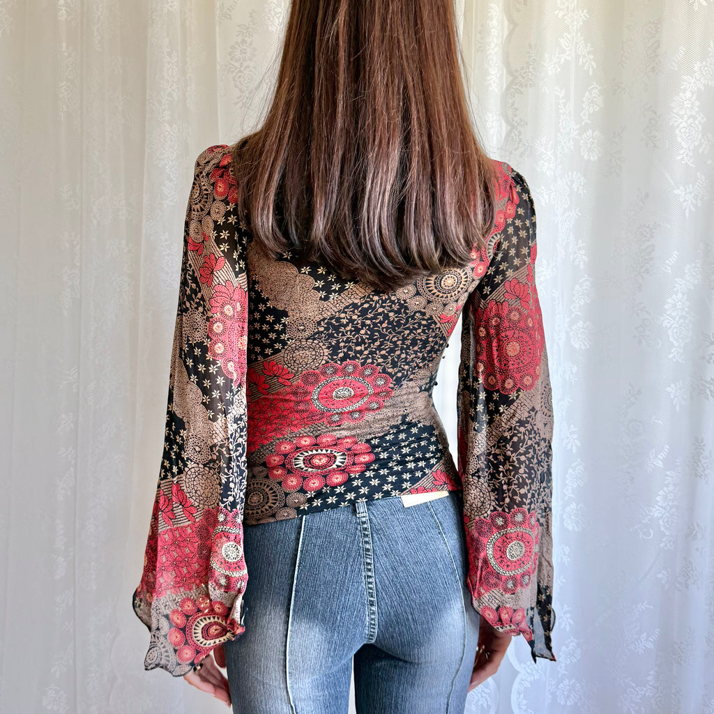 Flared Sleeve Crop Top - Size S
