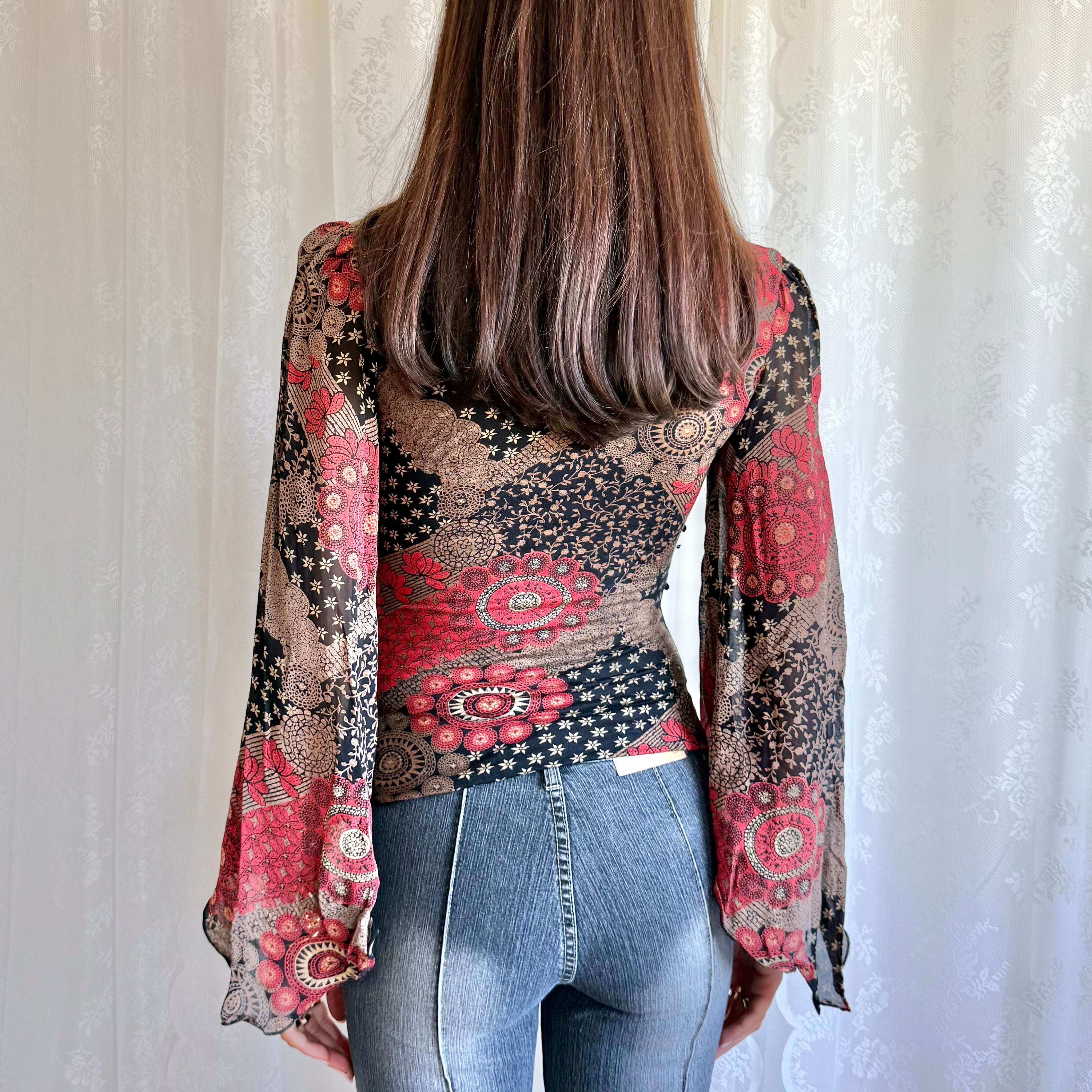 Flared Sleeve Crop Top - Size S