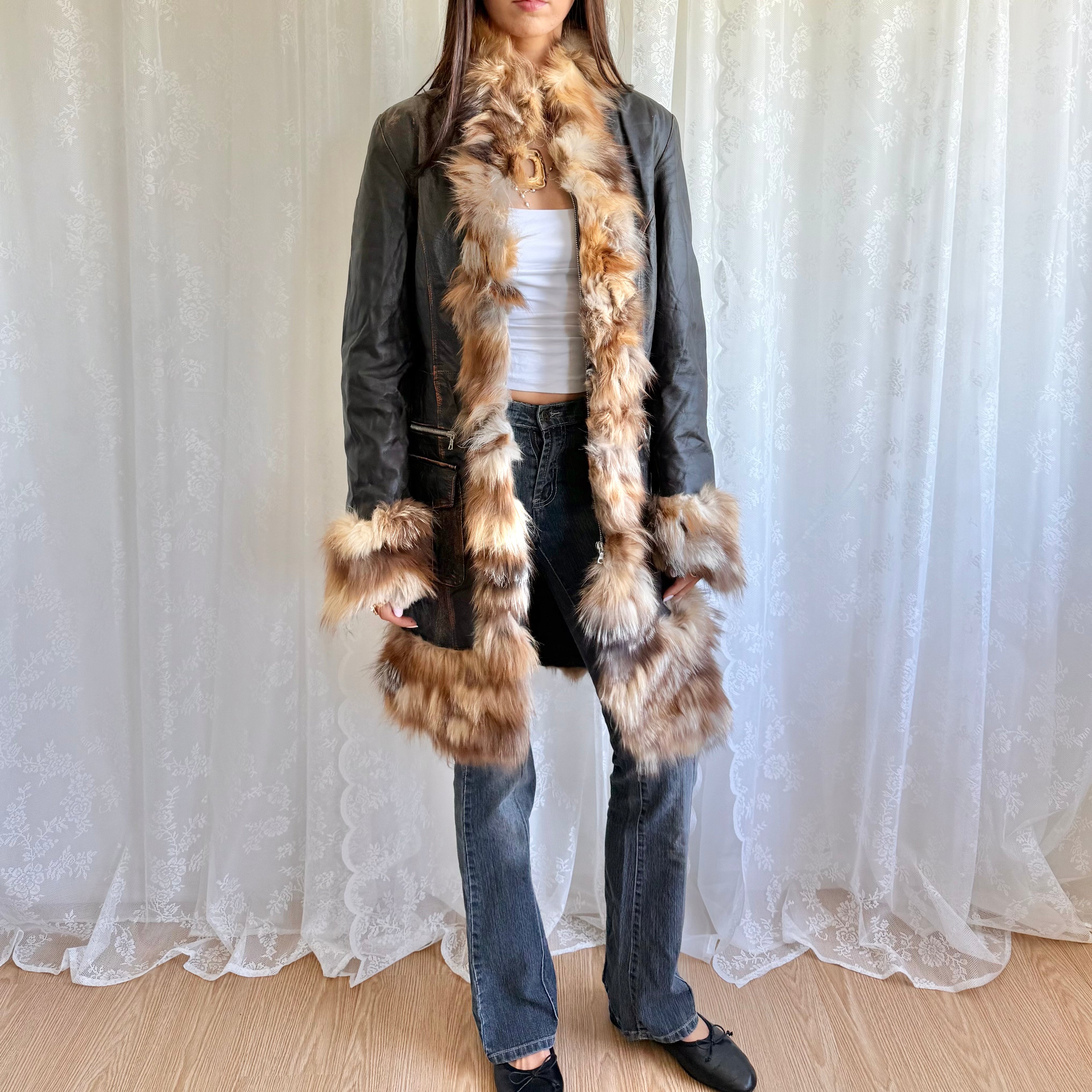 Genuine Leather & Fur Afghan Jacket - Size L