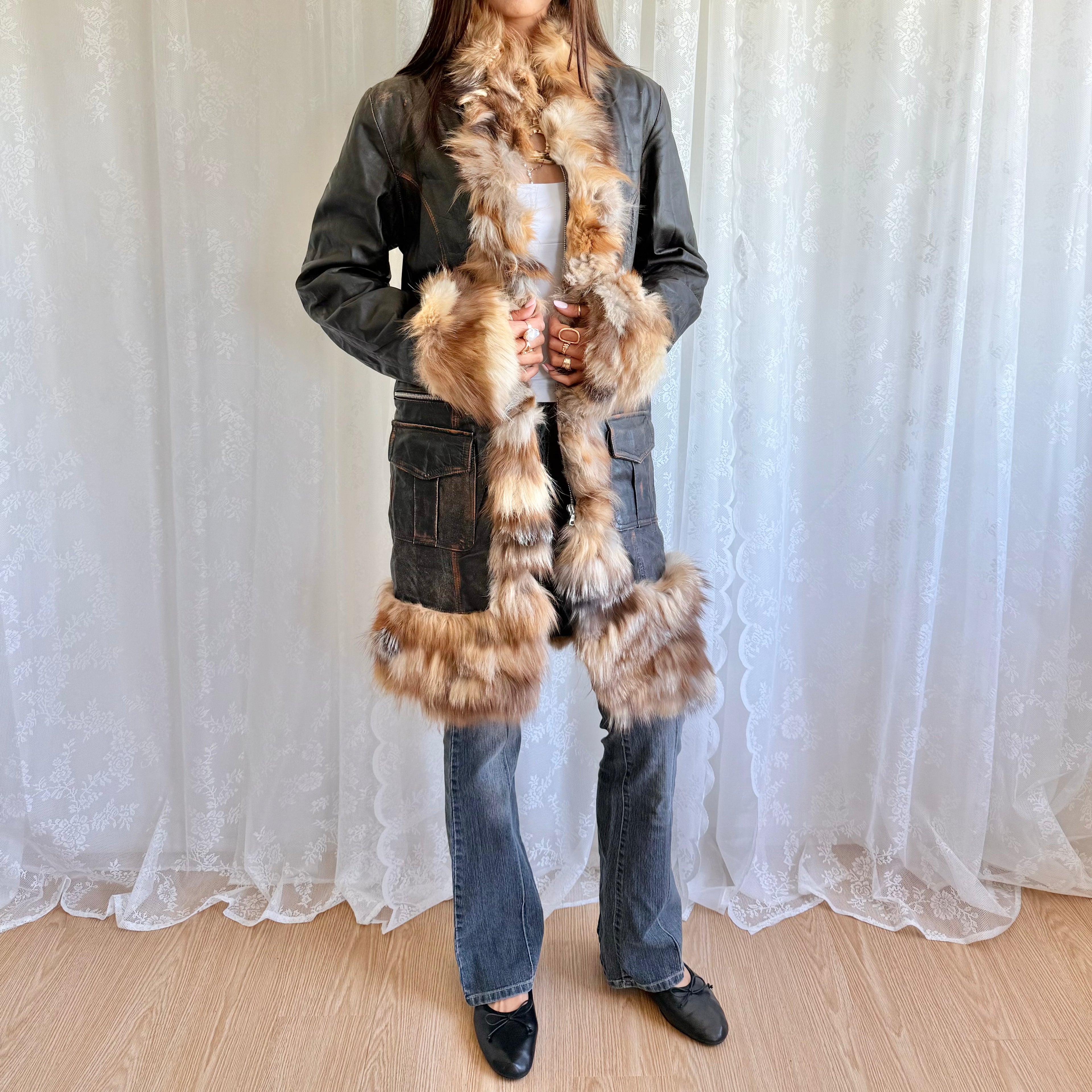 Genuine Leather & Fur Afghan Jacket - Size L