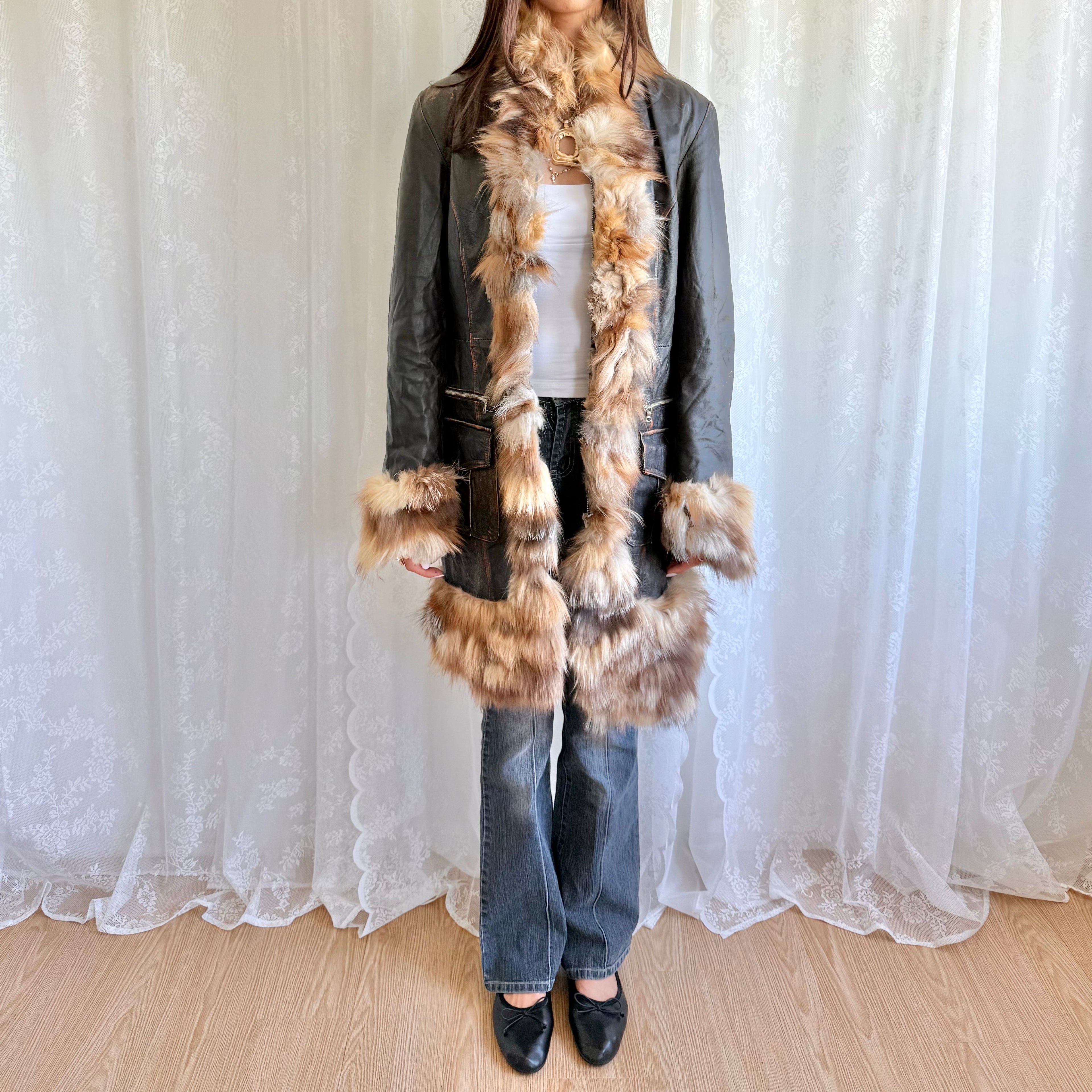 Genuine Leather & Fur Afghan Jacket - Size L