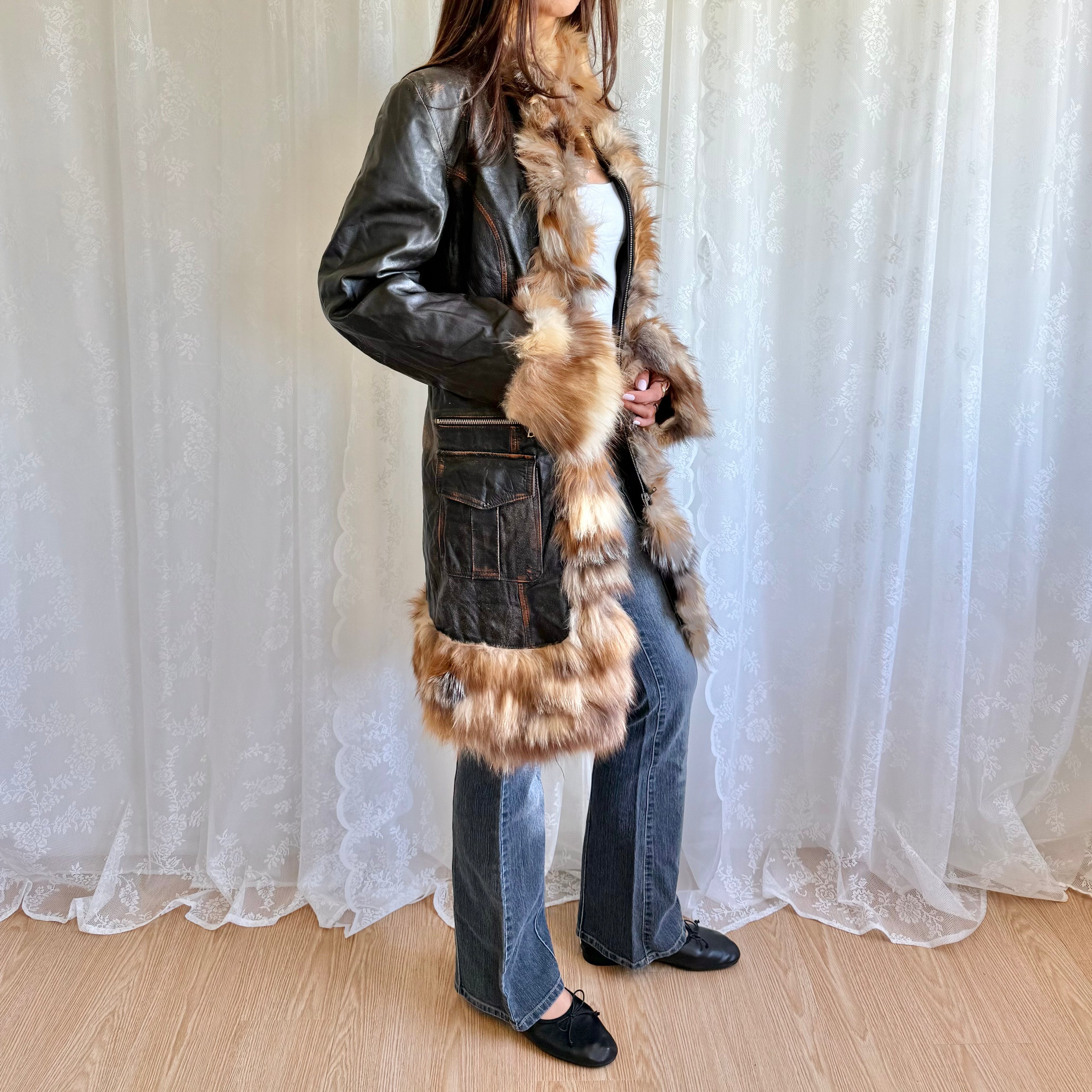Genuine Leather & Fur Afghan Jacket - Size L