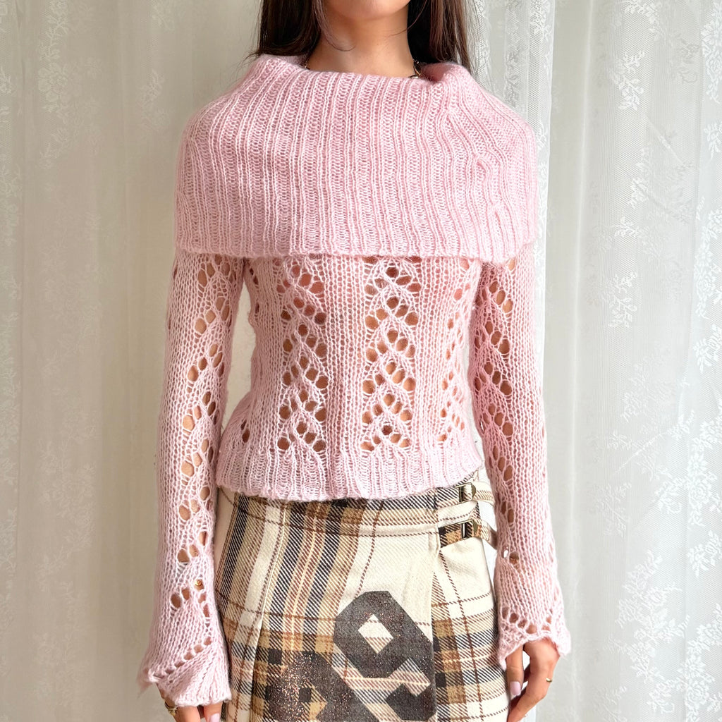 Bardot Sheer Knit Jumper - Size S