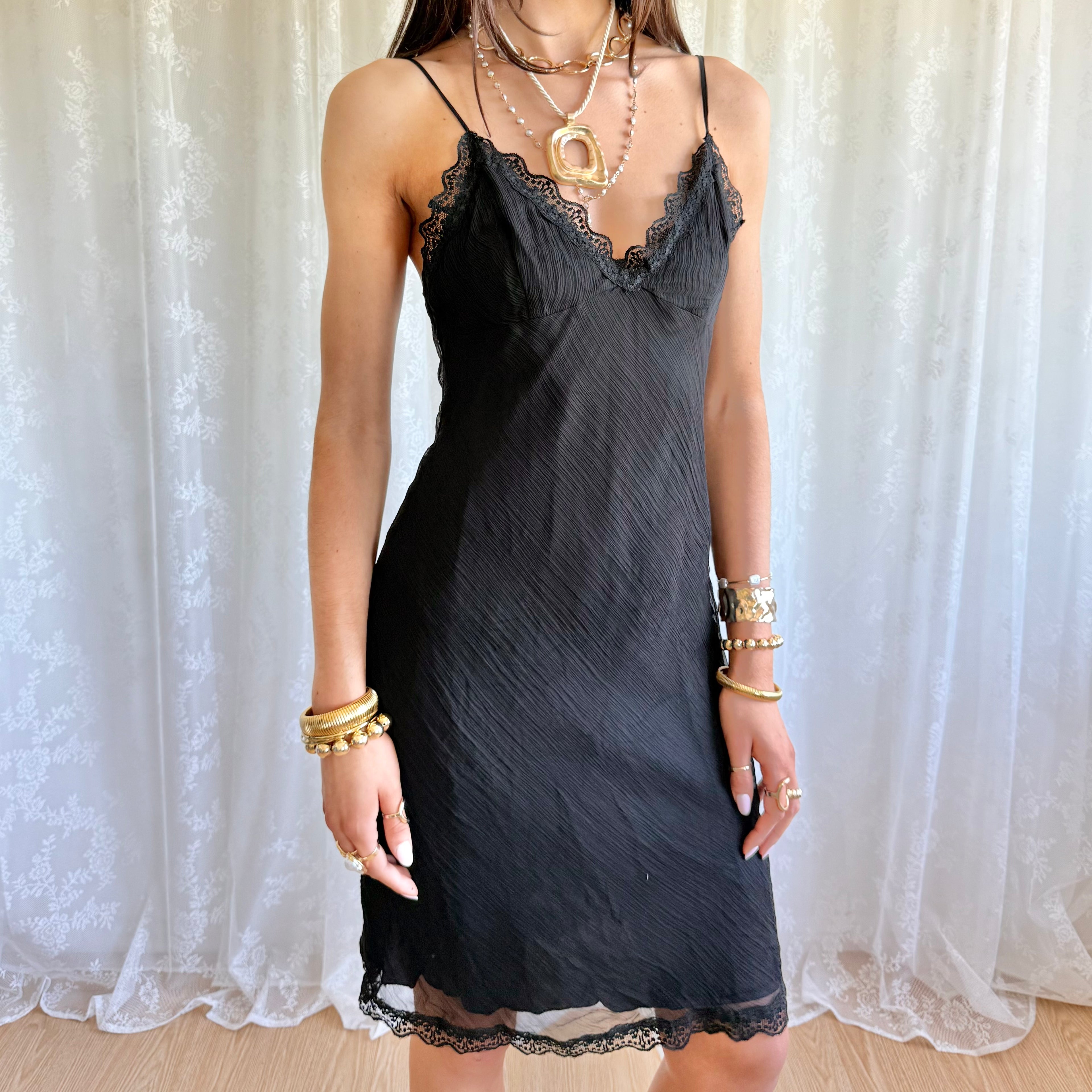 100% Silk Lace Midi Dress - Size M