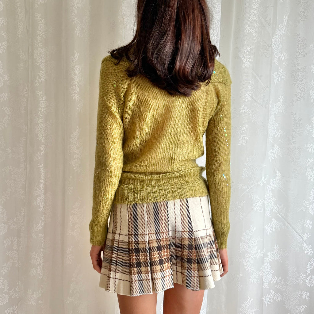 Off The Shoulder Sequin Mohair Knit Jumper - Size M