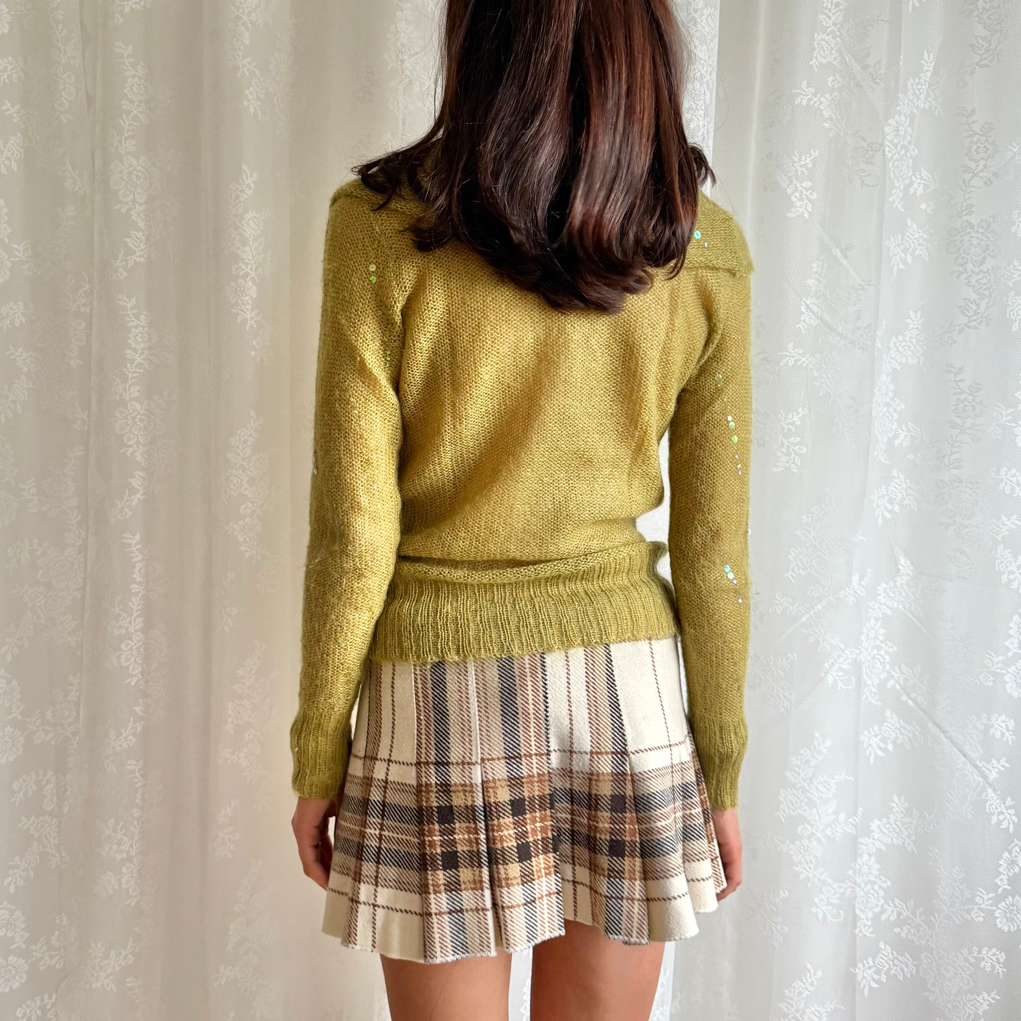 Off The Shoulder Sequin Mohair Knit Jumper - Size M