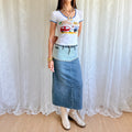 Denim Corduroy Midi Skirt - Size XS