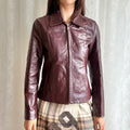 Genuine Leather Zip Jacket - Size M