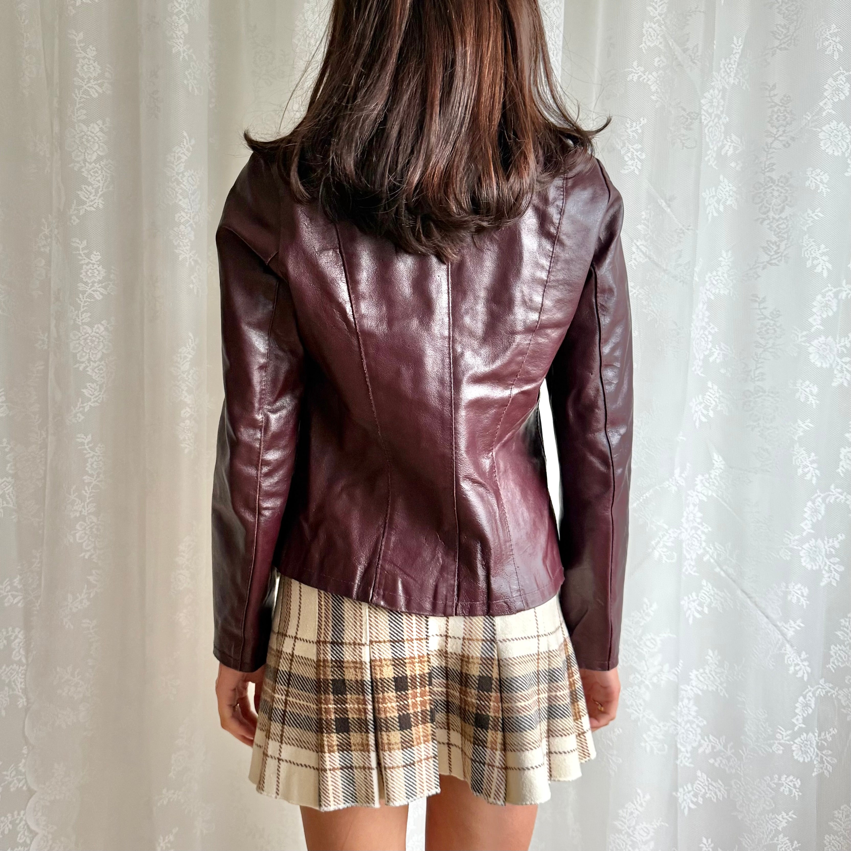 Genuine Leather Zip Jacket - Size M