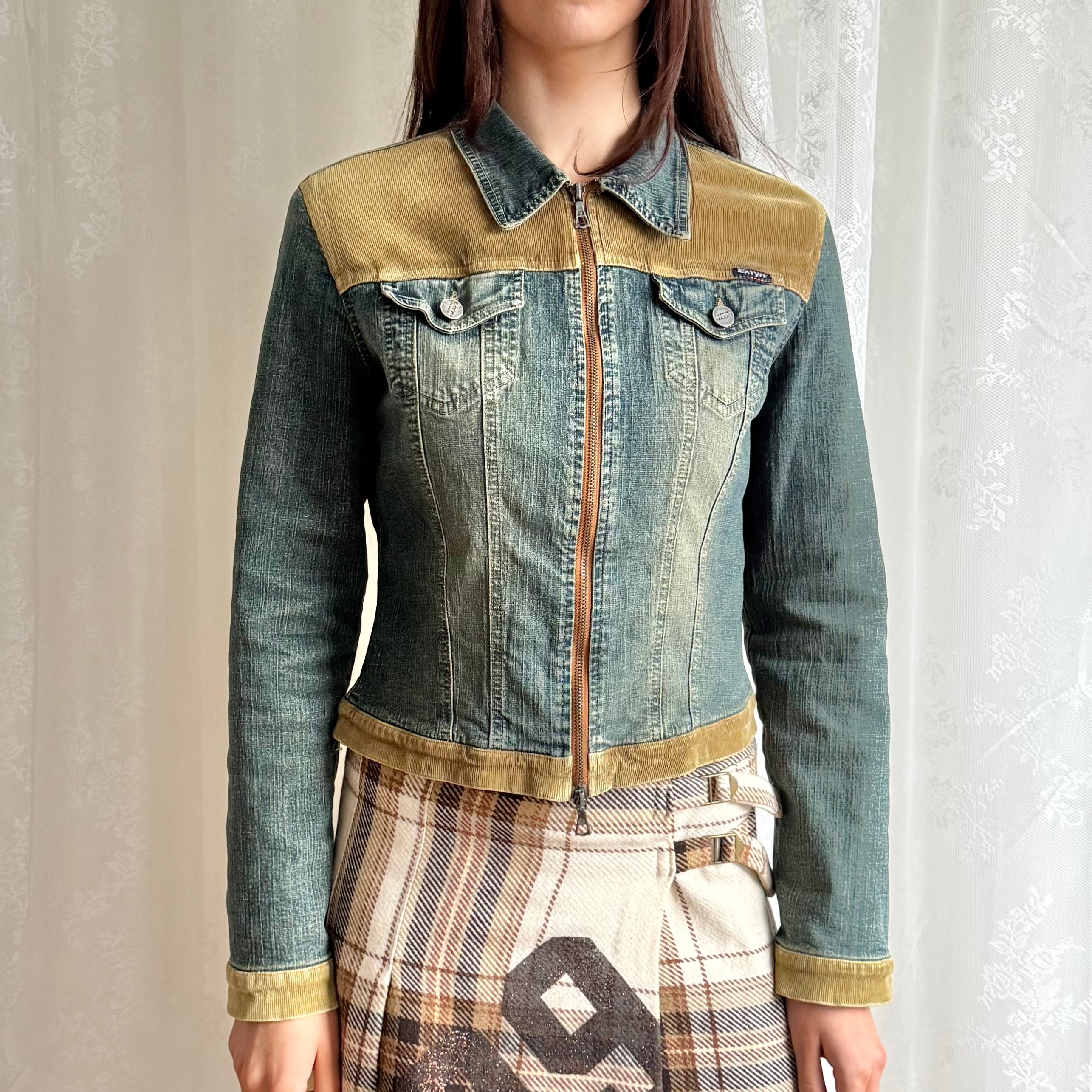 Denim Corduroy Zip Jacket - Size M