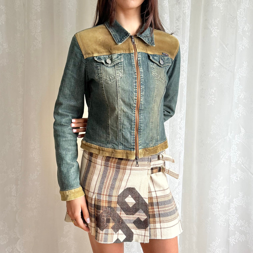 Denim Corduroy Zip Jacket - Size M